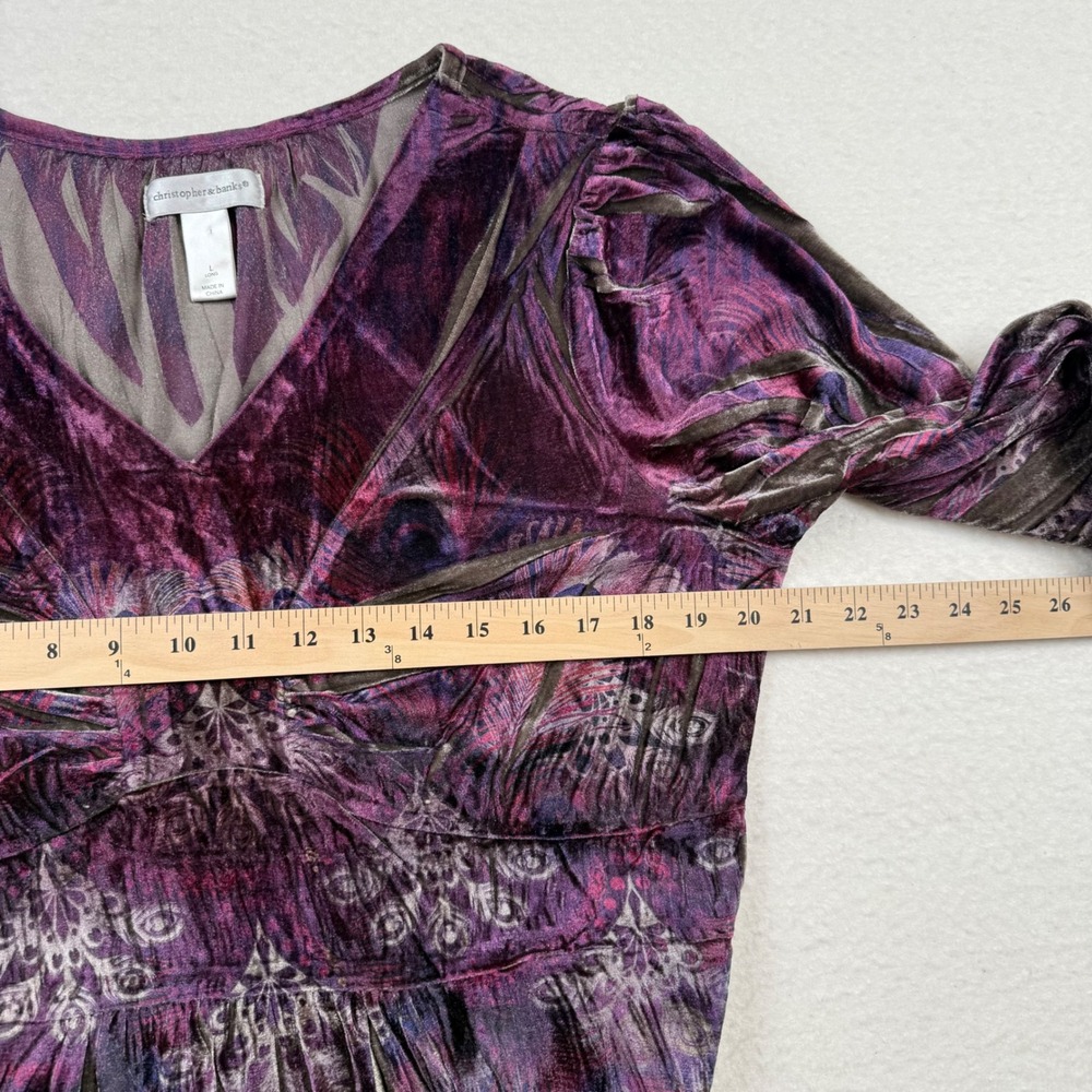 Christopher & Banks Tunic Burnout Velvet Whimsigoth Empire Waist Size Large Long - Picture 9 of 12